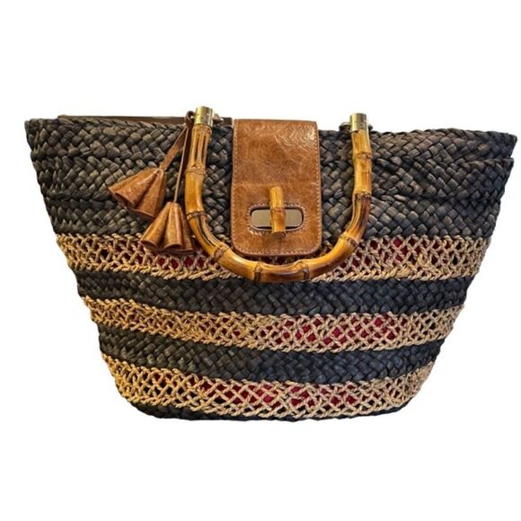 Caribbean Joe Straw Market Beach Tote Bag - Picture 1 of 13